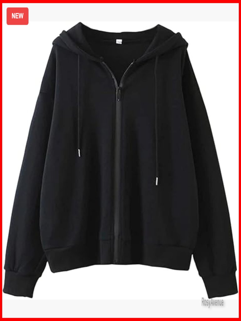 Vintage Oversized Zip Up Hoodie With Pockets Fleece Lined